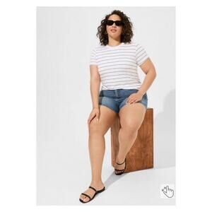 Torrid White&Black Stripe Super Soft Crew Neck Tee Sz.3 NWT